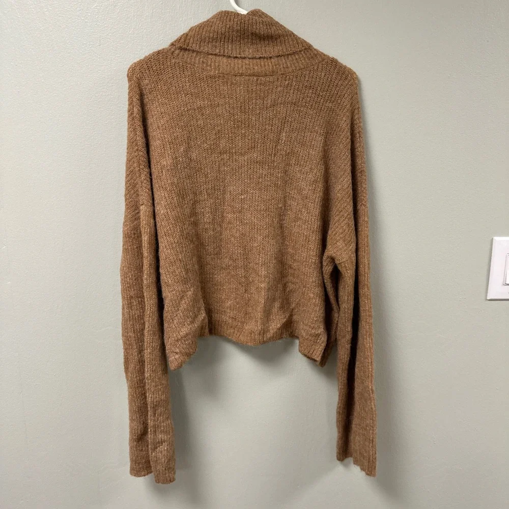 Wild Fable Brown Cowl‎ Neck Oversized Knit Sweater XL Cropped Pullover Cozy